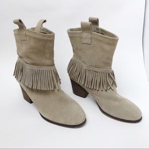 Shyanne Womens Ankle Strap Taupe Suede Ankle Boots
